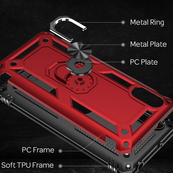Xiaomi Redmi 9A CaseUp Magnetic Ring Holder Kılıf Kırmızı 3